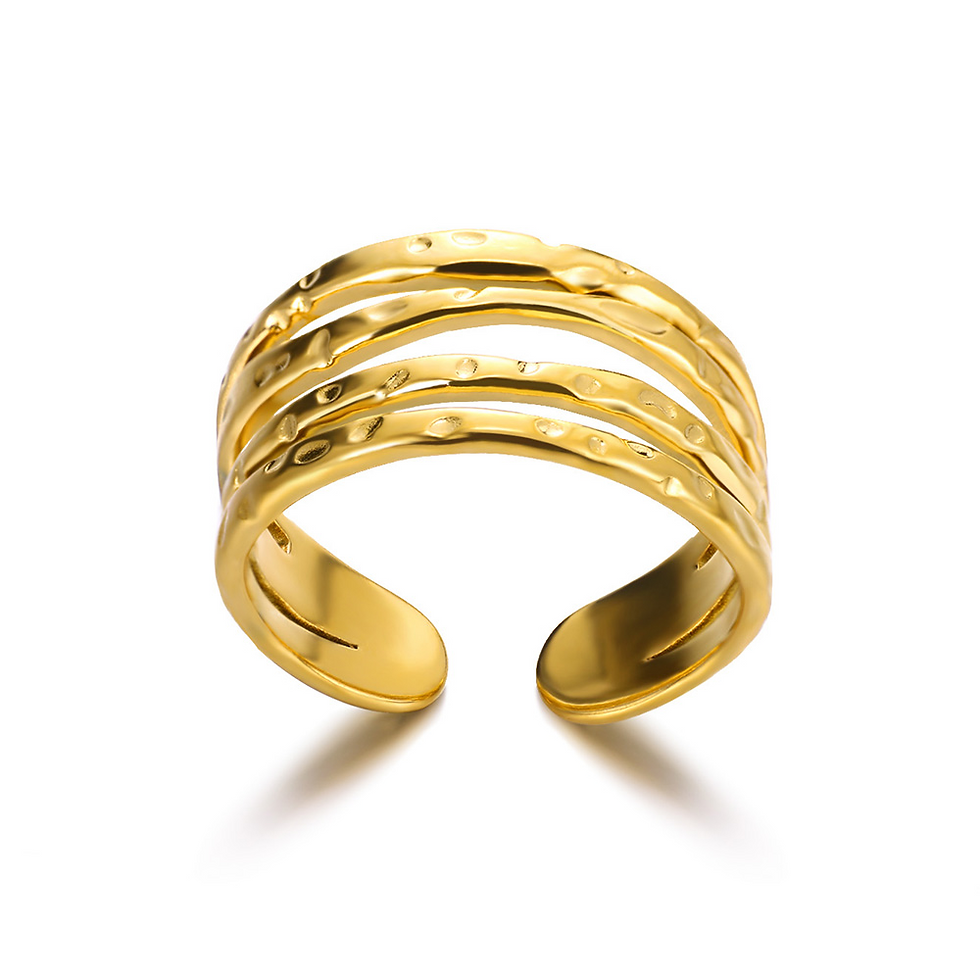 Miniatura: Anel Feminino em Aço Inoxidável 316L Dourado