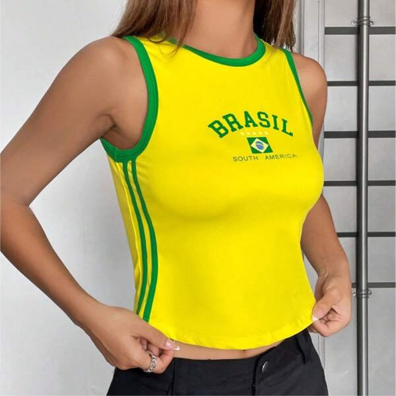 Miniatura: Blusa Feminina Brasil Y2K Baby Tee Estampa Vintage e Manga Curta