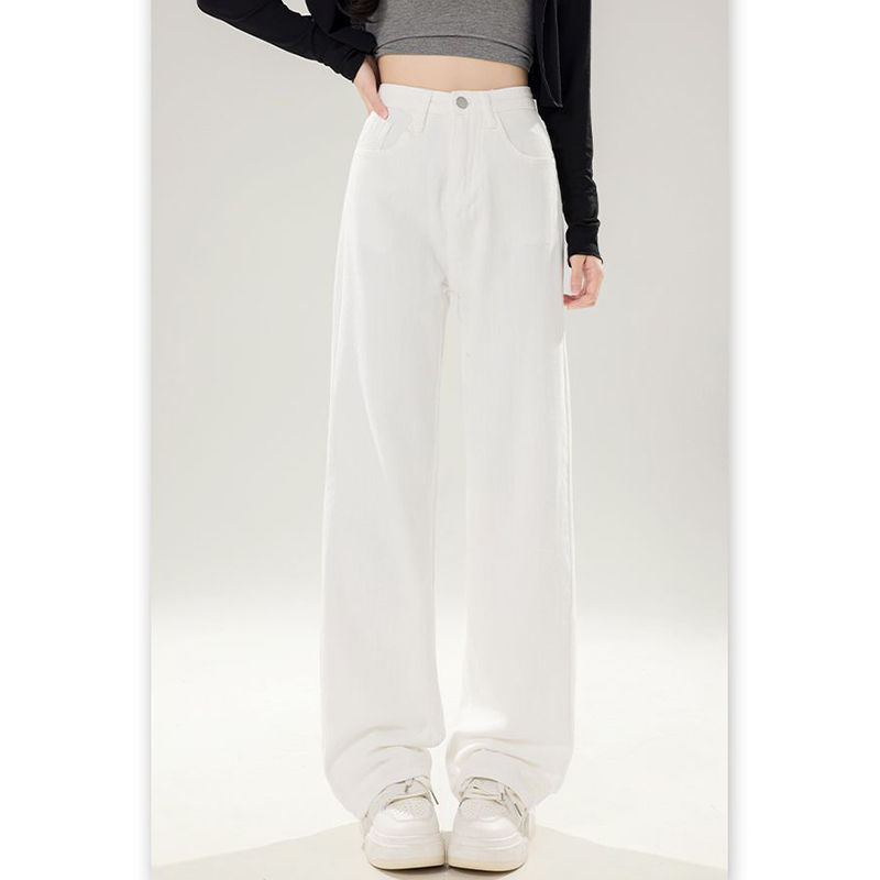 Miniatura: Calça Jeans Feminina Branca Cintura Alta Modelagem Reta