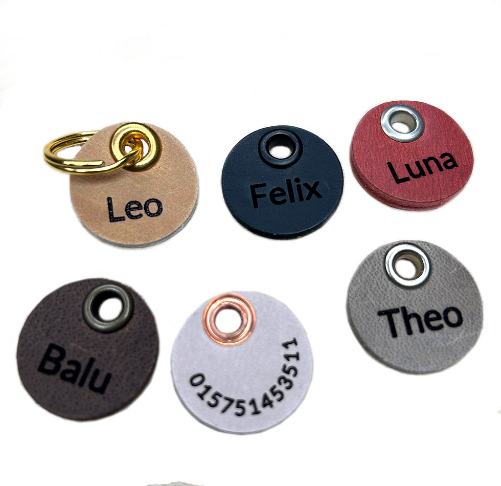 Miniaturbild: Klein Hund/ Katze Marke FELIX Personalisiert | 25mm ∅ | Anhänger Ledermarke
