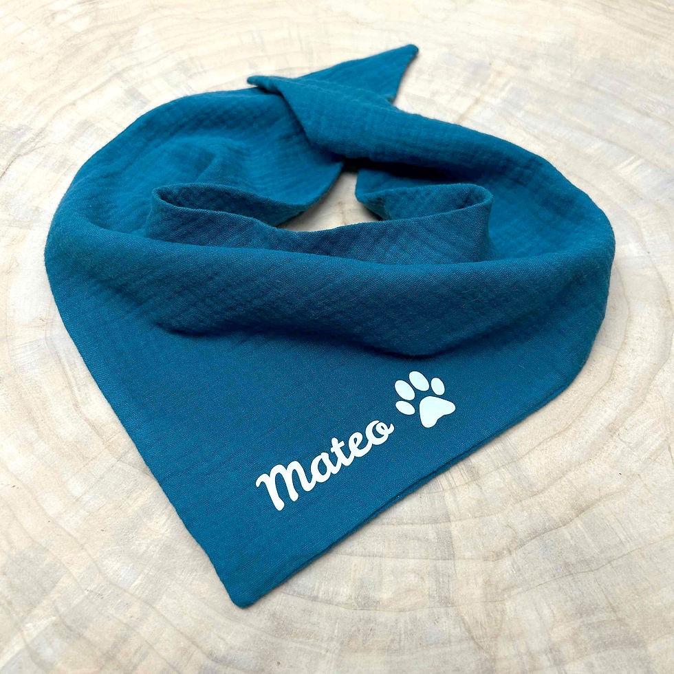 Miniaturbild: Halstuch für Hunde aus weichem Musselin – personalisiert mit Namen