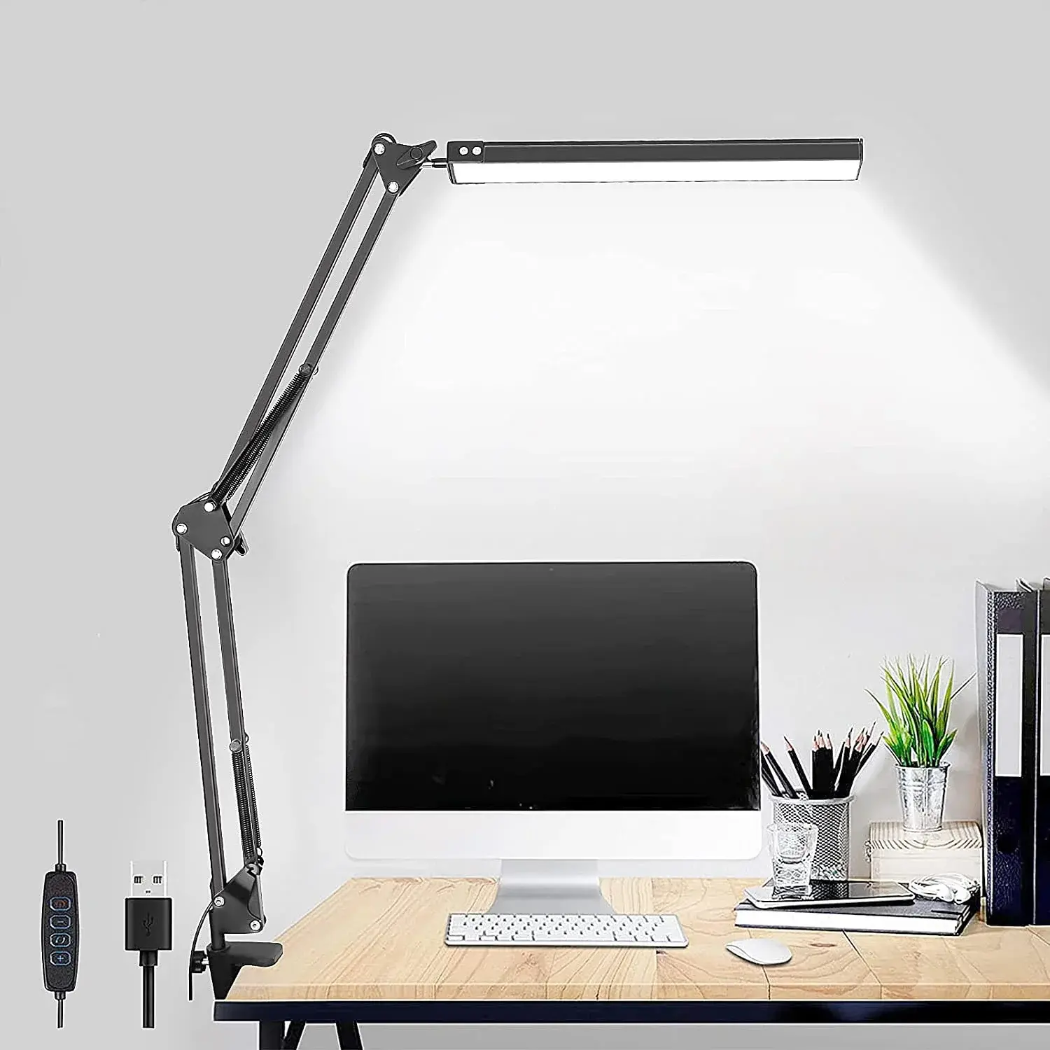 LED Desk Lamp, Adjustable Metal Swing Arm