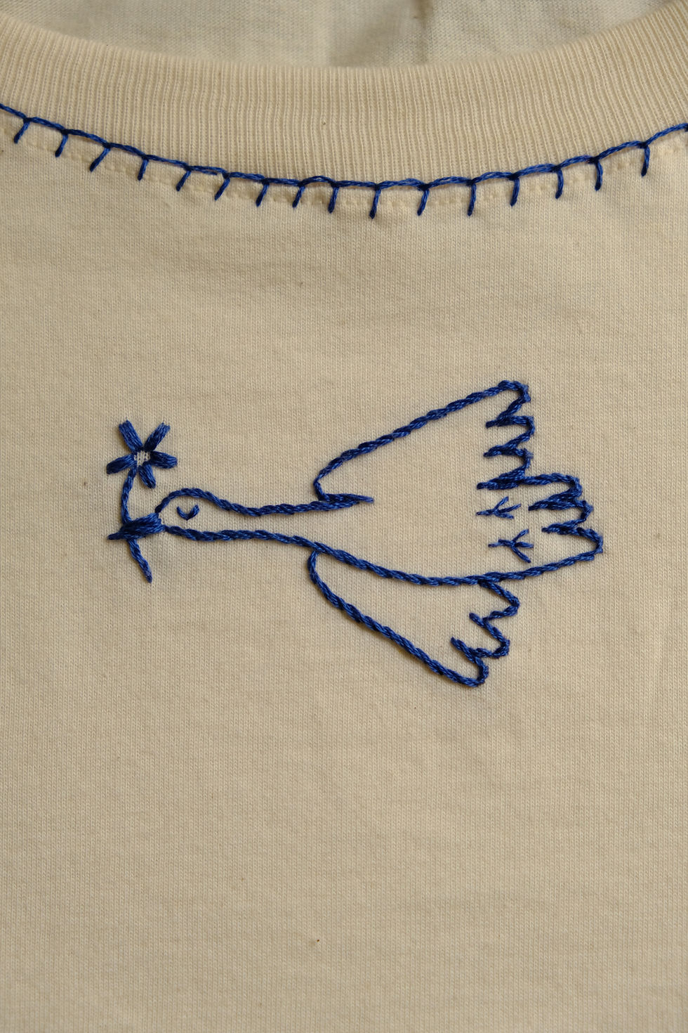 Thumbnail: Blue Swan | Hand Embroidered T-shirt (natural)