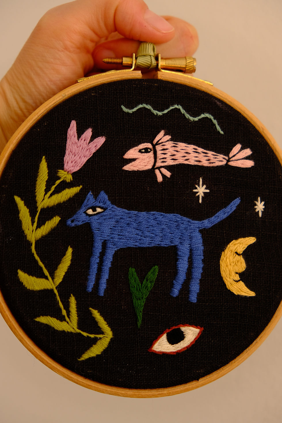 Thumbnail: Midnight Garden Embroidered Hoop