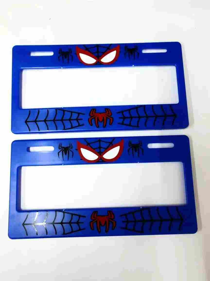 Par Porta Placas Autos Spider-man Azul Numérico