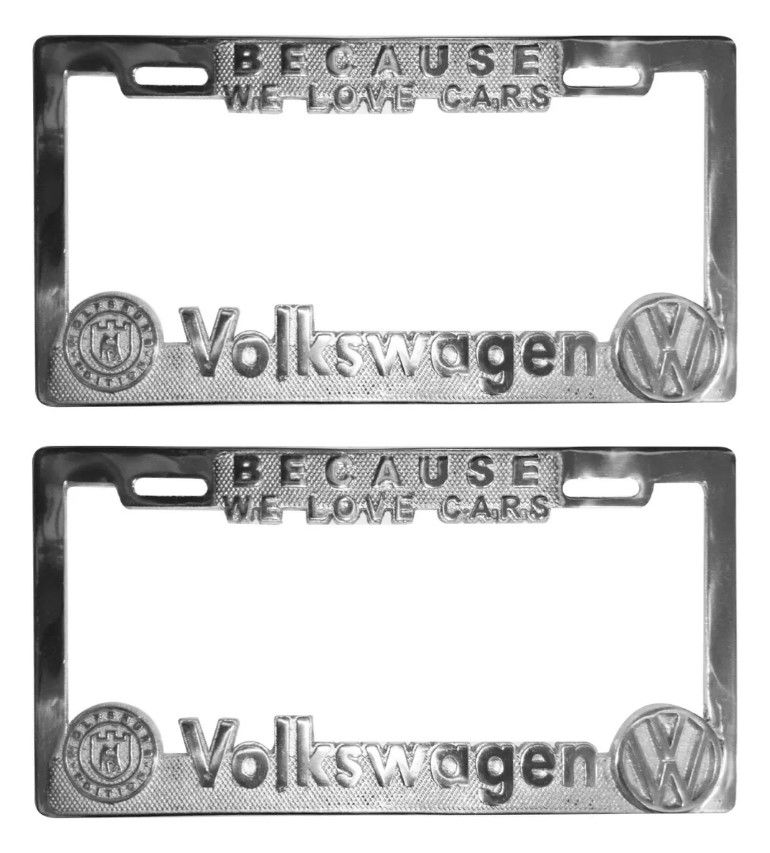 Par Porta Placas Metálicos Auto Volkswagen Vw Because
