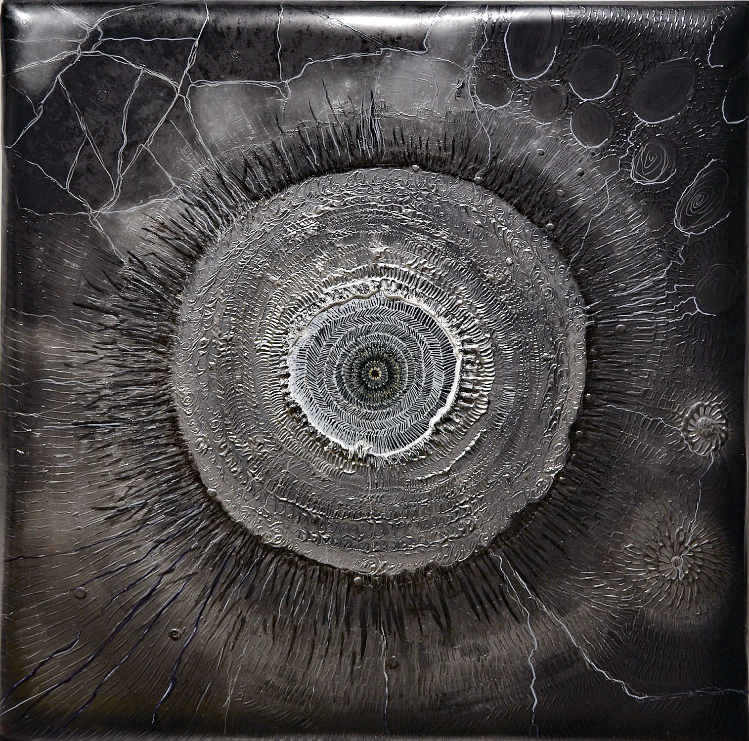 Vulcan 2017 Acrylic on Rubber over padded Canvas