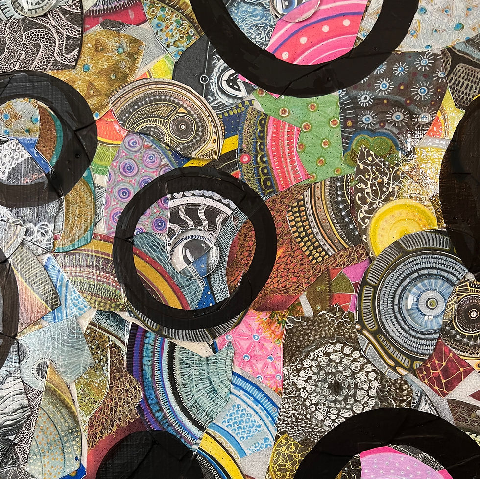 Thumbnail: Dissolution mixed media work from Abracadabra series Artist sand laurenson detail 5