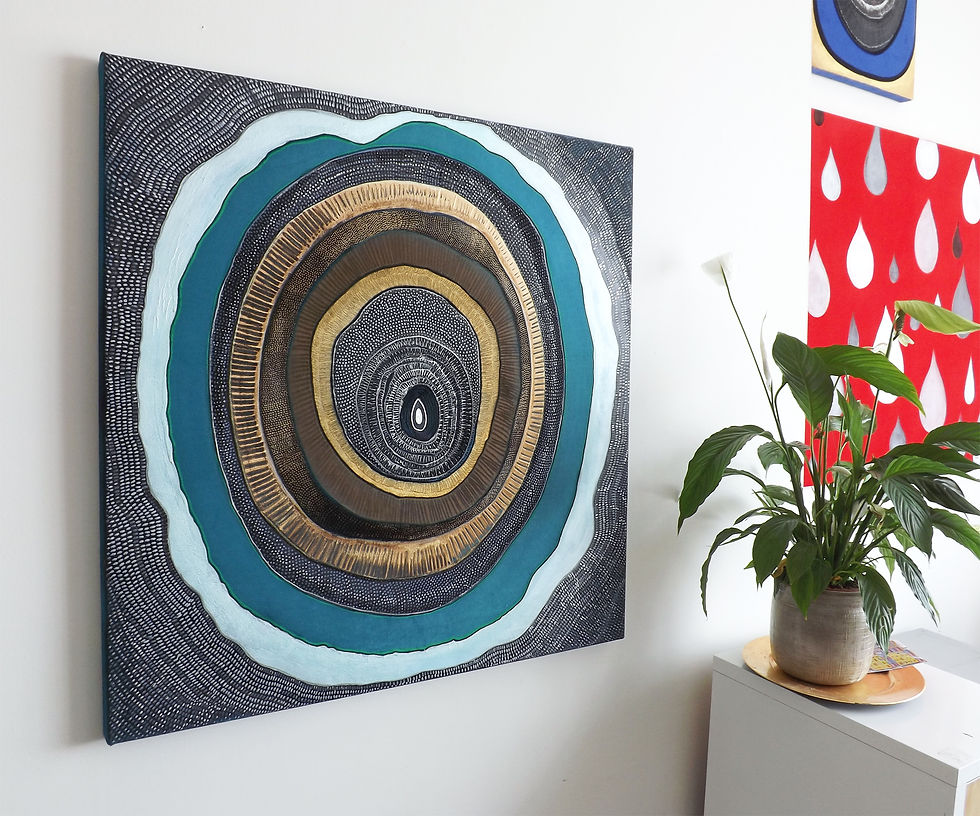 Thumbnail: Ripple  2018 Acrylic on Velvet over Canvas 91x91x4cm