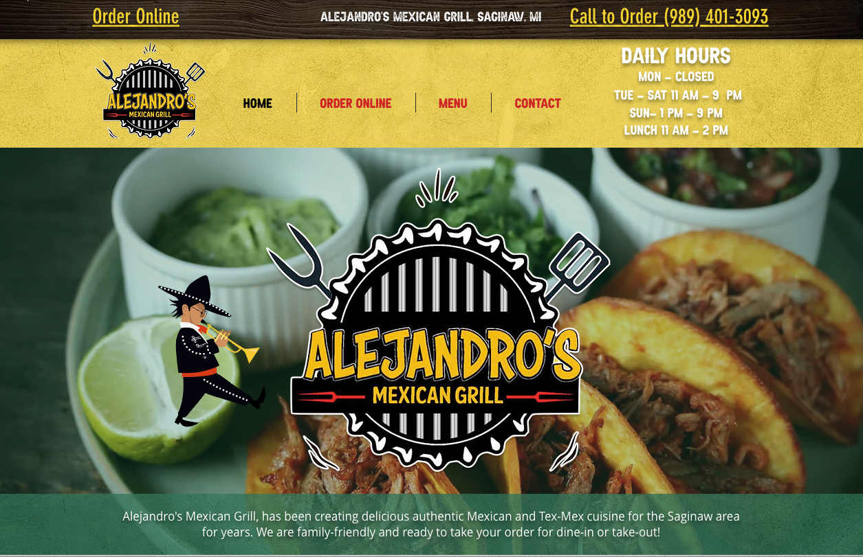 Menu | Saginaw, MI | Alejandro's Mexican Grill