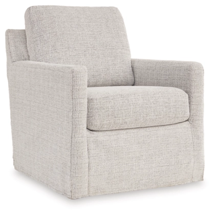 Nelly Slipcovered Swivel Chair Neutral