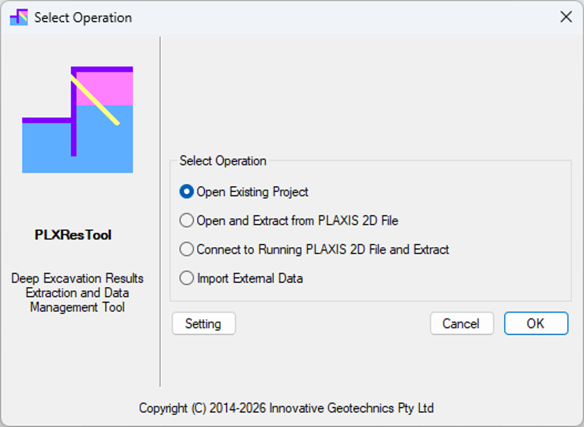 Project start dialog in PLXResTool