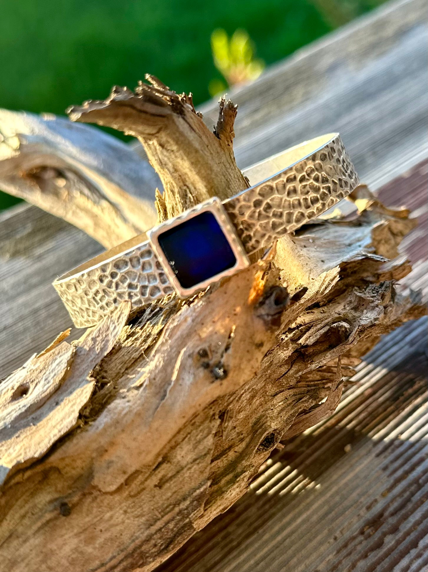 Cobalt Beach Glass Cuff Bracelet