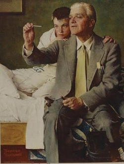 Doctor and Boy Looking at Thermometer (1954), autor Norman Rockwell