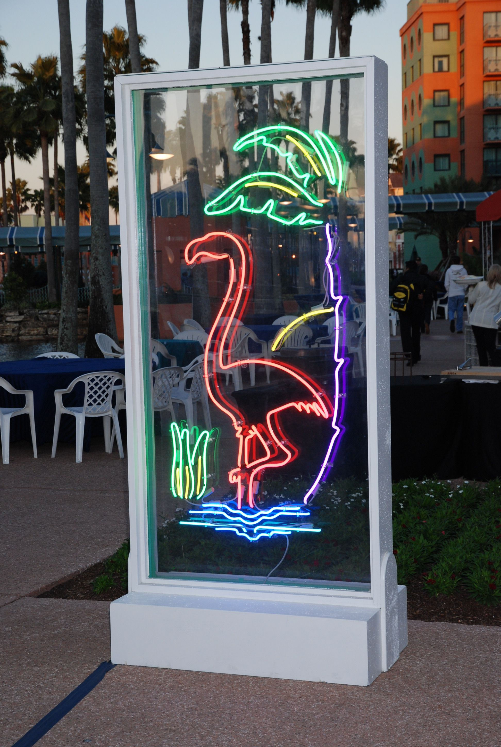 Neon Flamingo Statue