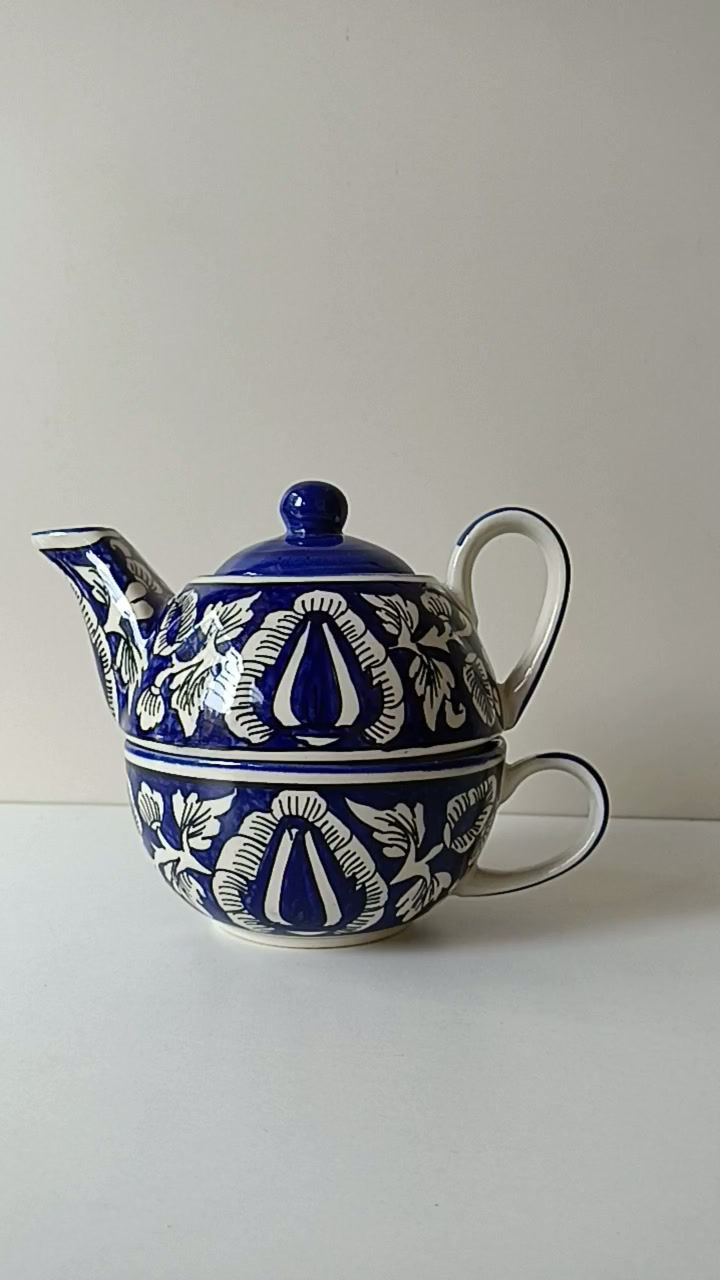 Thumbnail: Stoneware Cup and Kettle Gift Set