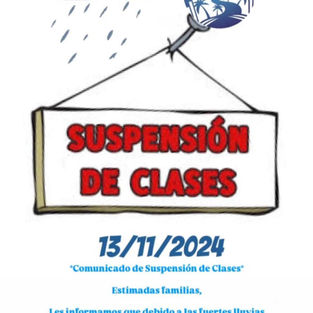 SUSPENSIÓN DE CLASES. 13/11/2024