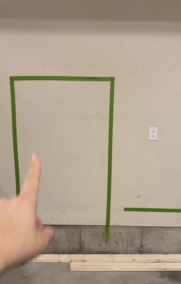 I taped out the fridge size on the wall in the location I wanted it to go.