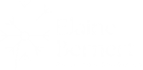 Ilustração: Flor dente de leão em branco ao lado esquerdo. Texto: Elaine Bernert Psicóloga sistêmica CRP-08/14475