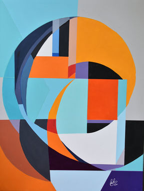 Geometric textured decorative in acrylic by Percy Armando