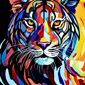 Modern textured tiger painting in acrylic by Percy Armando