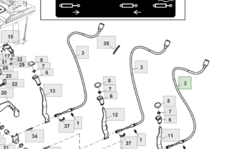 Cabo de Controle do Comando Hidraulico RE219271 / RE597686
