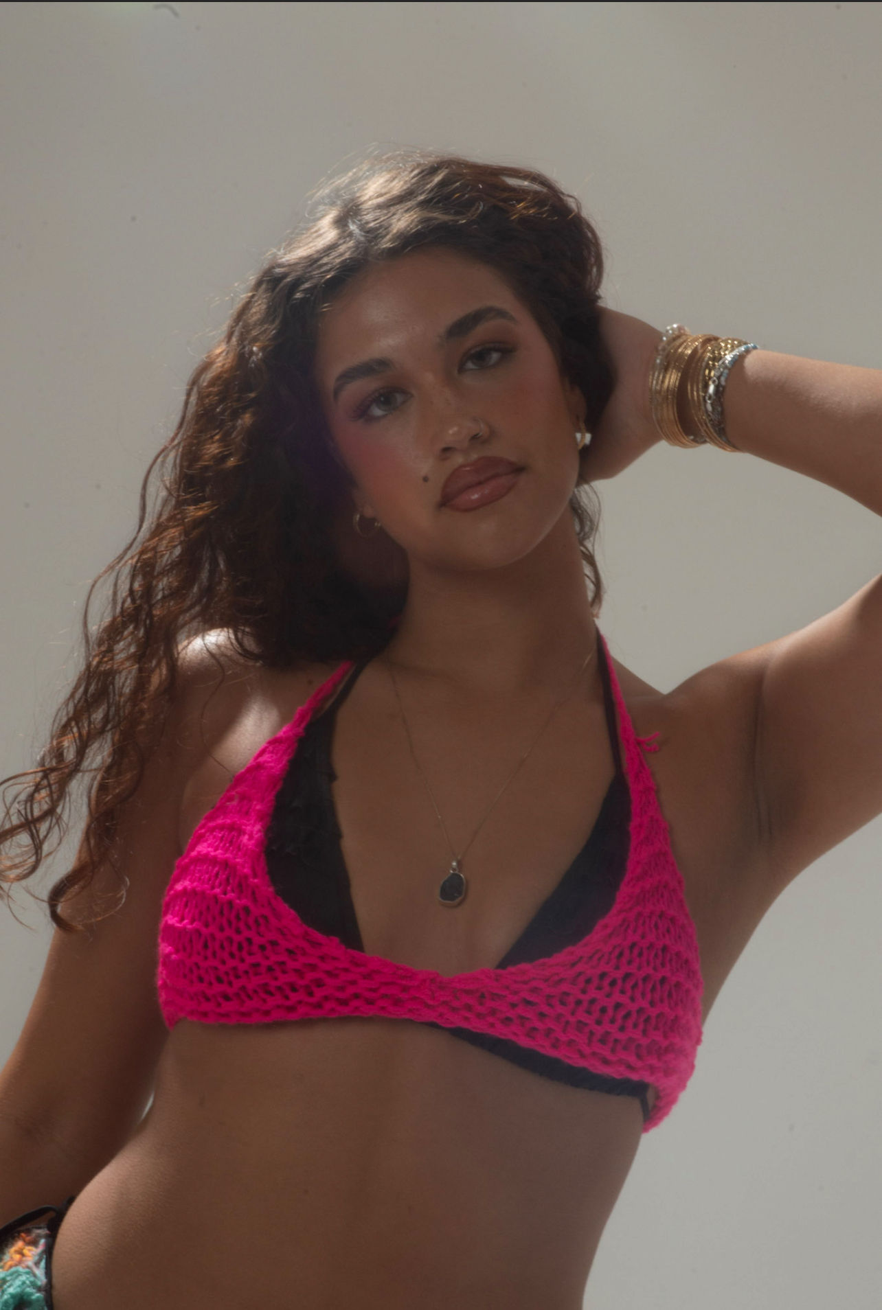 Bright pink bikini top 