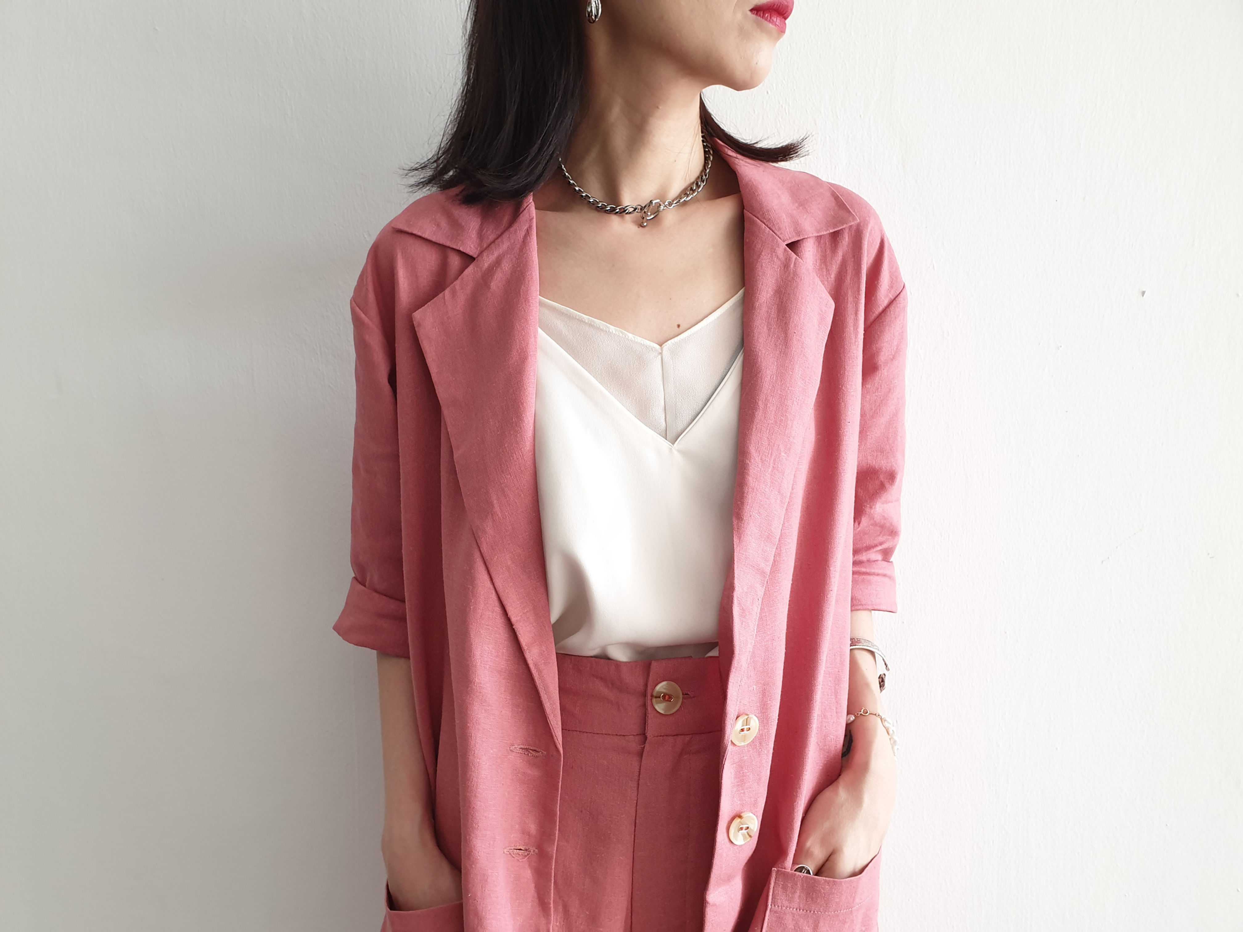 Blazer & Shorts Set - Salmon Pink