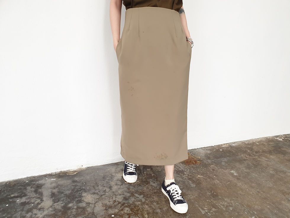 Thumbnail: Classic Pencil Skirt - Green Khaki