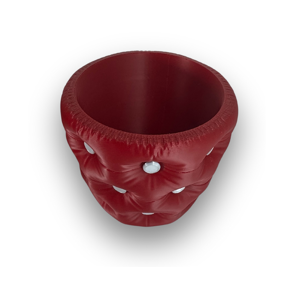 Red quilted planter, small, round