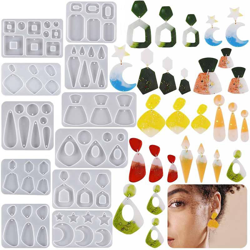 Thumbnail: DIY Earring Epoxy Resin Silicone Mold Star Moon Square Droplets Shape Mould For 