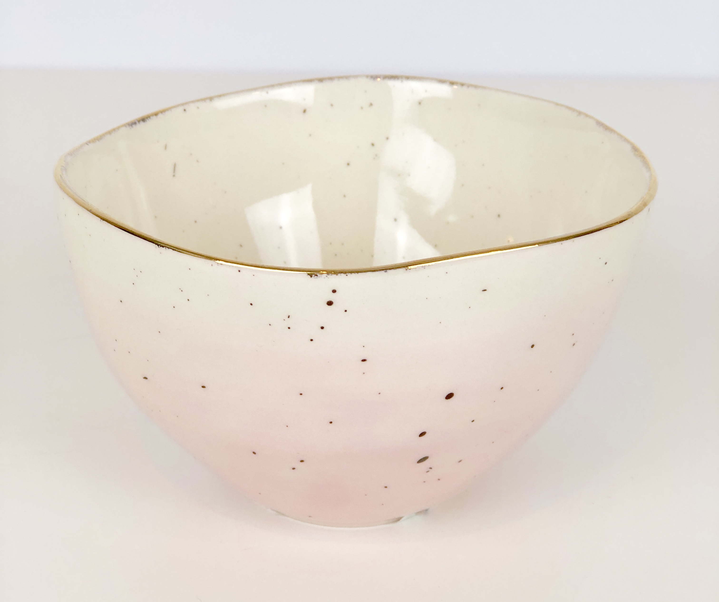 Small Pink Bowls with Gold Rim