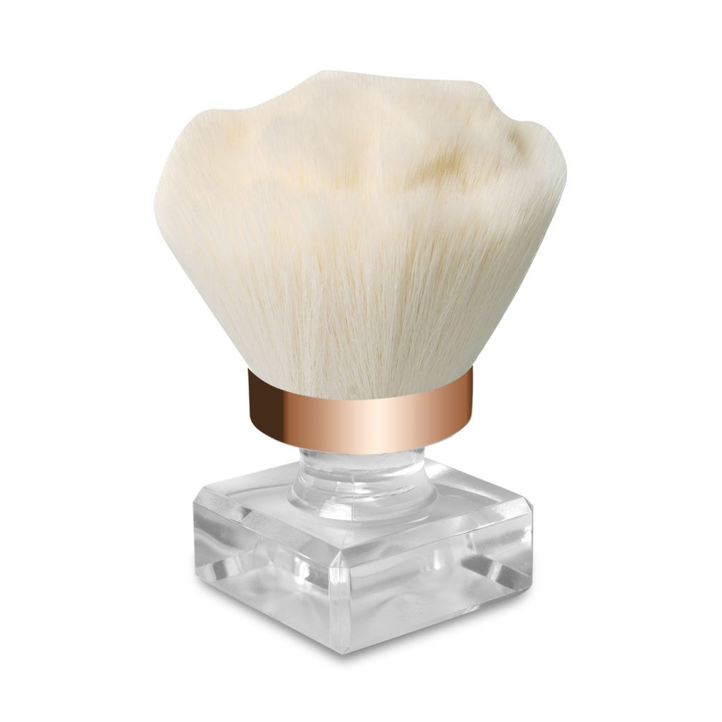 Dust brush in case, nail brush, make-up brush, flower - white