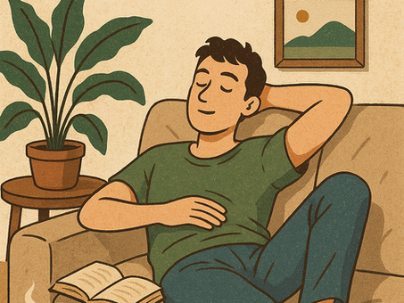 Jovem deitado no sofá a descansar na ociosidade.