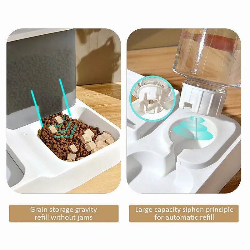 थंबनेल: Large Capacity Automatic Cat Food Dispenser Drinking Water Bowl Pet Supplies Wet