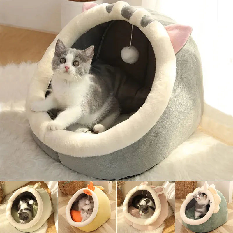 Sweet Cat Bed Warm Pet Basket Cozy Kitten Lounger Cushion Cat House Tent Very So