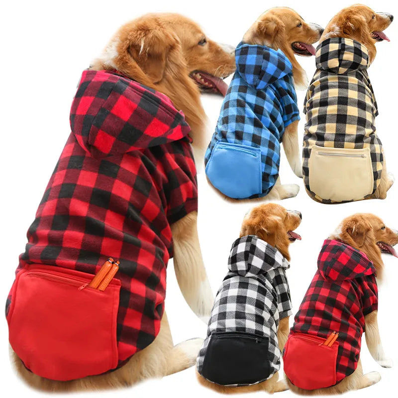 Dog Winter Coat Pet Jacket Plaid Reversible Vest Cold Weather Dog Clothes Pet