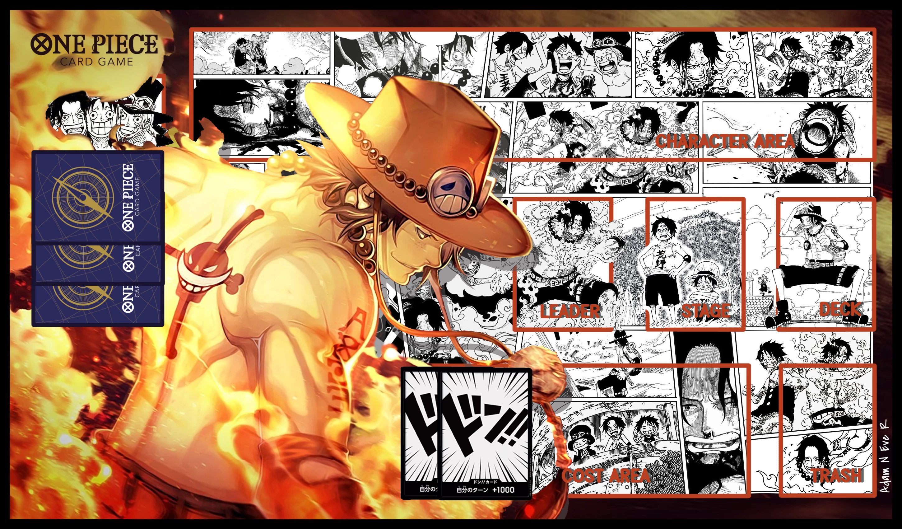 One Piece Playmat card game Adam N Eve R
