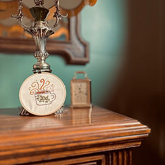 Fall themed steaming cup of coffee cozy embroidery pattern