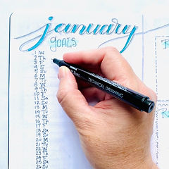 January entry for bullet journal with hand doodling