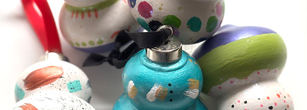 Abstract painted vintage ceramic ornaments workshop