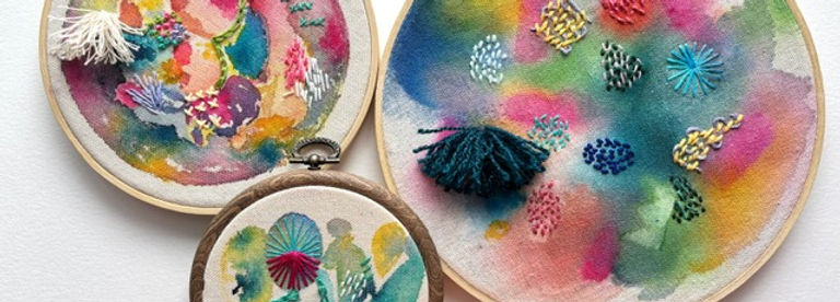 Paint and Stitch Mixed Media Embroidery Hoop Art