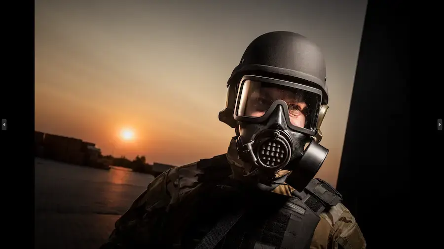 Thumbnail: CM‑8M full-face respirator used with night vision goggles