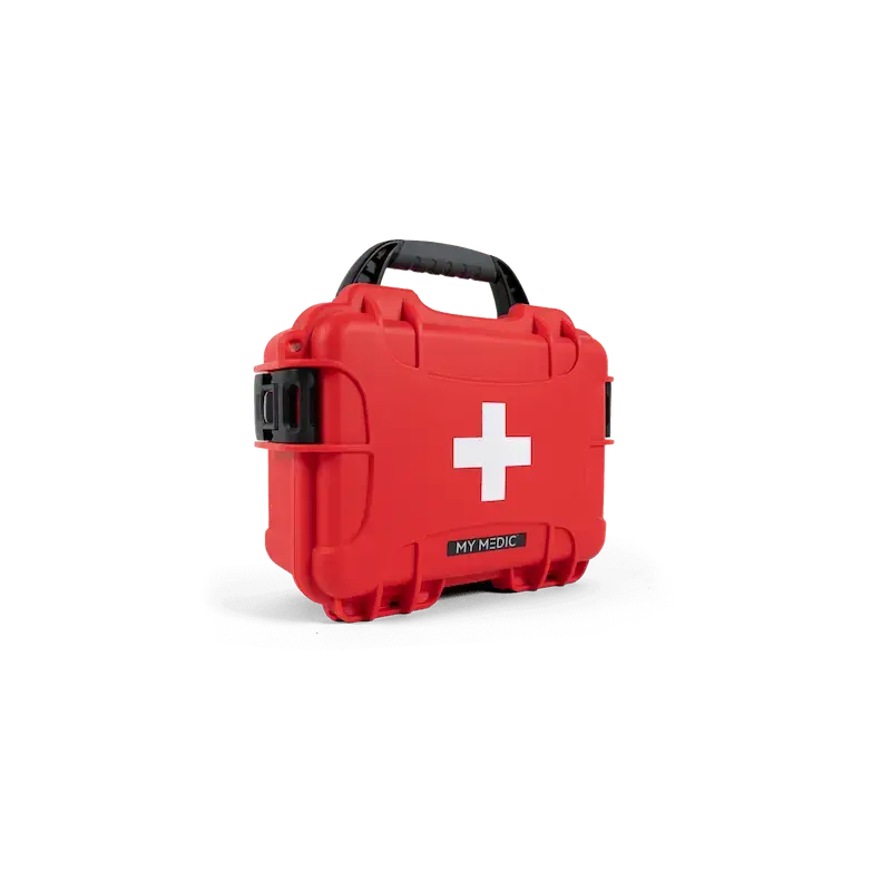 MyFAK Mini Pro red case featuring white medical cross on front