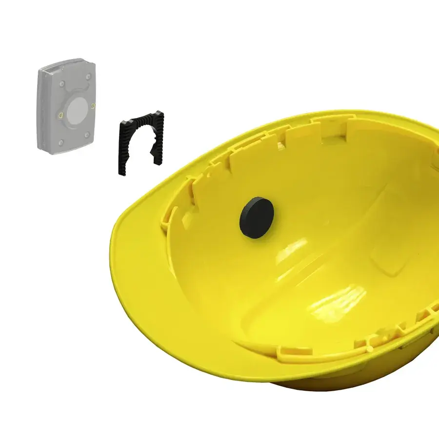 Thumbnail: Rubber-grip hard hat mount for Guardian Angel device