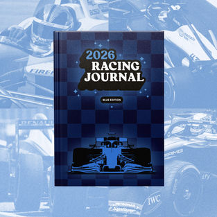 modern, blue racing journal for die F1 season 2026