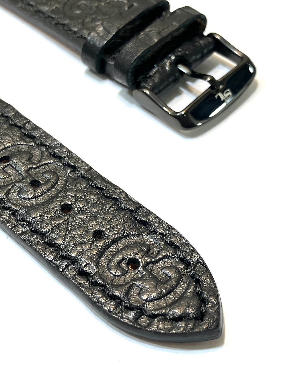 Thumbnail: Made-to-Order Authentic Upcycled Black GG Leather Watch Straps