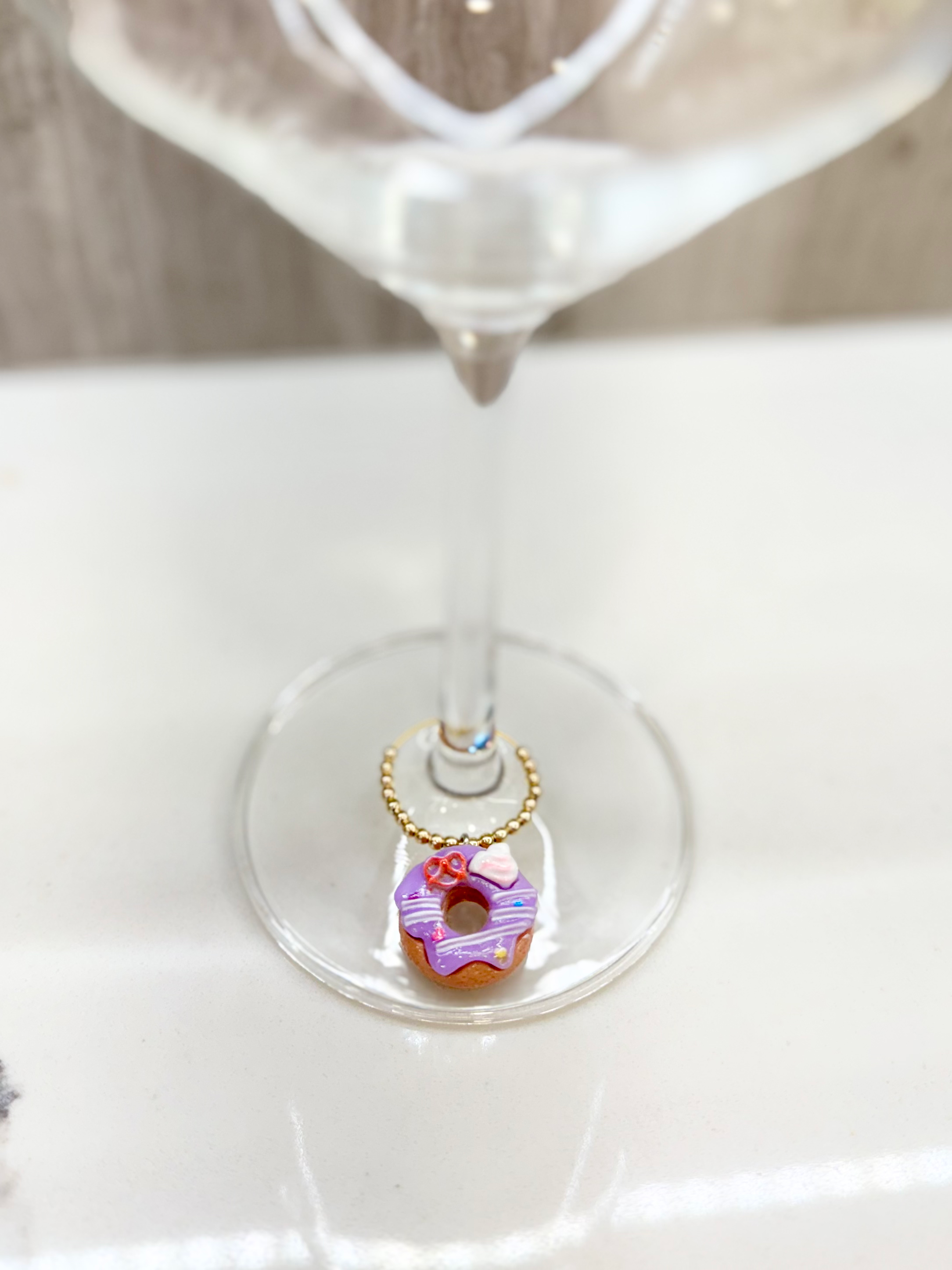 Donut wine glass charms