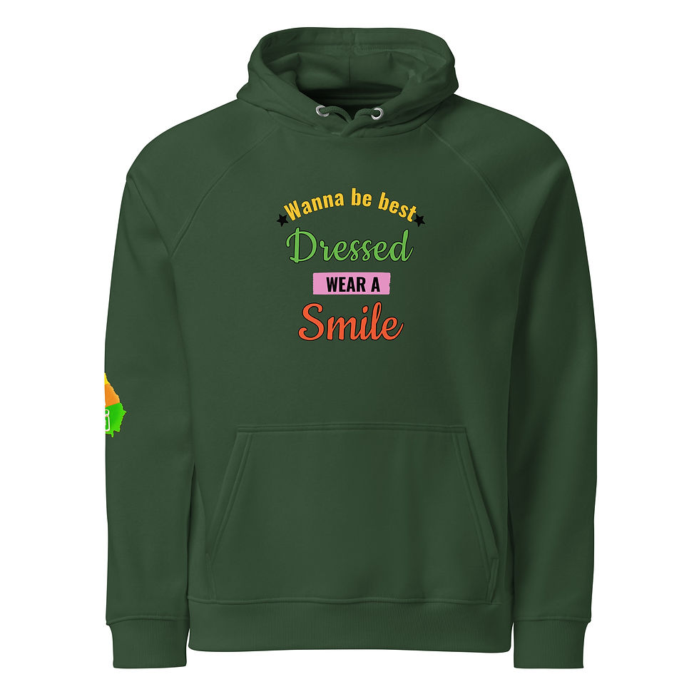 Thumbnail: Wanna be best Dressed wear a Smile Unisex eco raglan hoodie