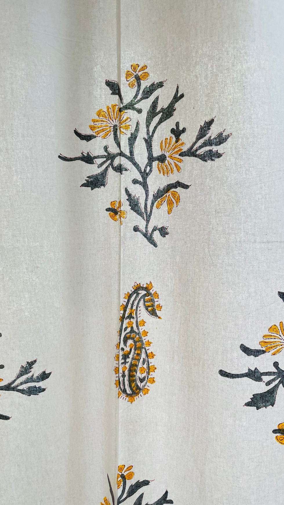 Thumbnail: Set of 2- Curtain with Round Metal Loops- Hand Blocked Yellow Bootie